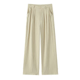 Women's European and American Style Waist-Belt Long-Sleeved Suit Jacket Straight Leg Casual Trousers