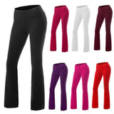 Women's Solid Cotton Spandex Boot Cut High Waisted Flare Pants