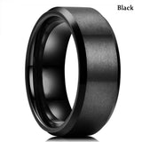 Men's 8mm Width Tungsten Alloy Ring Geometric Pattern Inlaid Black Carbon Fiber Stainless Steel