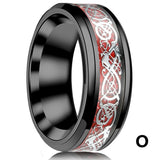 Men's 8mm Width Tungsten Alloy Ring Geometric Pattern Inlaid Black Carbon Fiber Stainless Steel