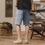 Men's Summer Casual Loose Middle Waist Knee-length Denim Shorts