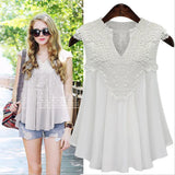 Summer Loose Lace Chiffon Blouse V-Neck