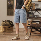 Men's Summer Casual Loose Middle Waist Knee-length Denim Shorts