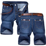 Men's Business Casual Loose Fit Zipper Fly Straight Leg Trousers Denim Shorts