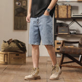 Men's Summer Casual Loose Middle Waist Knee-length Denim Shorts