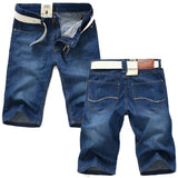Men's Business Casual Loose Fit Zipper Fly Straight Leg Trousers Denim Shorts