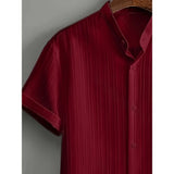 Men's Linen Striped Short-sleeved Shirt and Pants