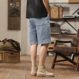Men's Summer Casual Loose Middle Waist Knee-length Denim Shorts
