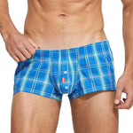 SEOBEAN Mens Plaid Cotton Boxers Men