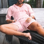 2pcs/set Men's Summer Cotton Linen Shirt & Shorts