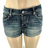 Women's Rider Motorcycle Wing Rivet Embroidery Denim Shorts
