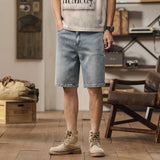 Men's Summer Casual Loose Middle Waist Knee-length Denim Shorts