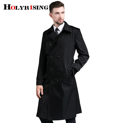 Men's Long Trench Coat Double Breasted Europe Style