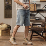 Men's Summer Casual Loose Middle Waist Knee-length Denim Shorts