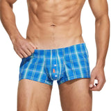 SEOBEAN Mens Plaid Cotton Boxers Men