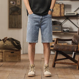 Men's Summer Casual Loose Middle Waist Knee-length Denim Shorts
