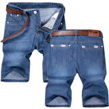 Men's Business Casual Loose Fit Zipper Fly Straight Leg Trousers Denim Shorts