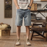Men's Summer Casual Loose Middle Waist Knee-length Denim Shorts