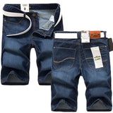 Men's Business Casual Loose Fit Zipper Fly Straight Leg Trousers Denim Shorts