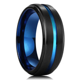 Men's 8mm Width Tungsten Alloy Ring Geometric Pattern Inlaid Black Carbon Fiber Stainless Steel