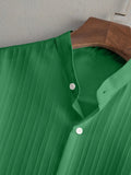 Men's Linen Striped Short-sleeved Shirt and Pants