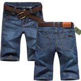 Men's Business Casual Loose Fit Zipper Fly Straight Leg Trousers Denim Shorts