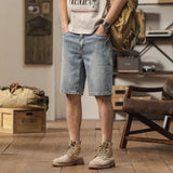Men's Summer Casual Loose Middle Waist Knee-length Denim Shorts